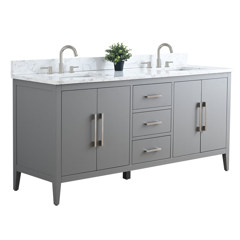 Vanity Art 72'' Double Bathroom Vanity with Engineered Marble Top | Wayfair